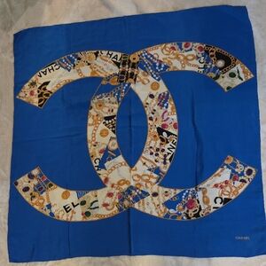 Chanel‎ Royal Blue and Gold Scarf